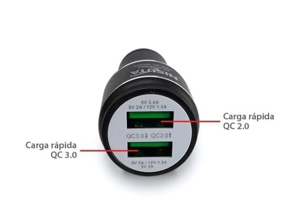 CARGADOR P/AUTO DOBLE 12/24V QC3.0 NISUTA NS-AD12US2Q - Image 2