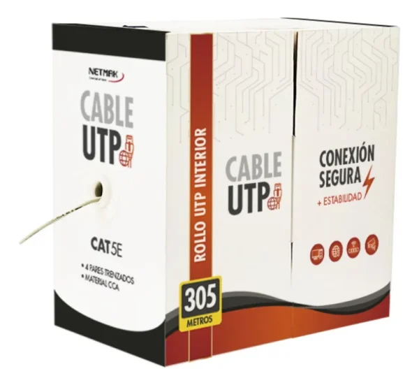 CABLE UTP CAT 5e INT NETMAK 305m CAJA CERRADA NEG