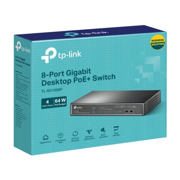 SWITCH 8Ptos PoE+ 1000Mbps TP-LINK TL-SG1008P