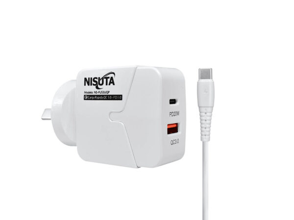 CARGADOR DE CELULAR TIPO C Y USB NISUTA NSFU53UQPC