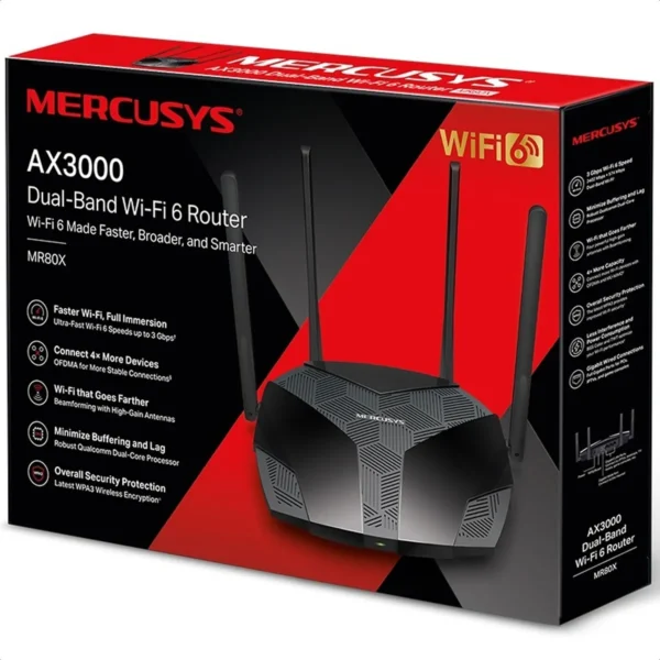 ROUTER INALAMBRICO MERCUSYS MR80X AX3000 3Gbps - Image 3