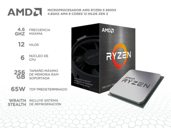 MICRO AMD RYZEN 5 5600X 4.6GHz PCIe4.0 (SIN VIDEO) - Image 3