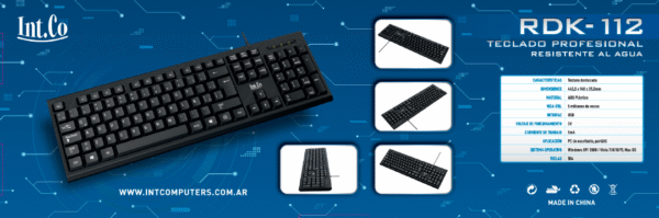 TECLADO PROFESIONAL USB WATERPROOF INT.CO RDK-112 - Image 2