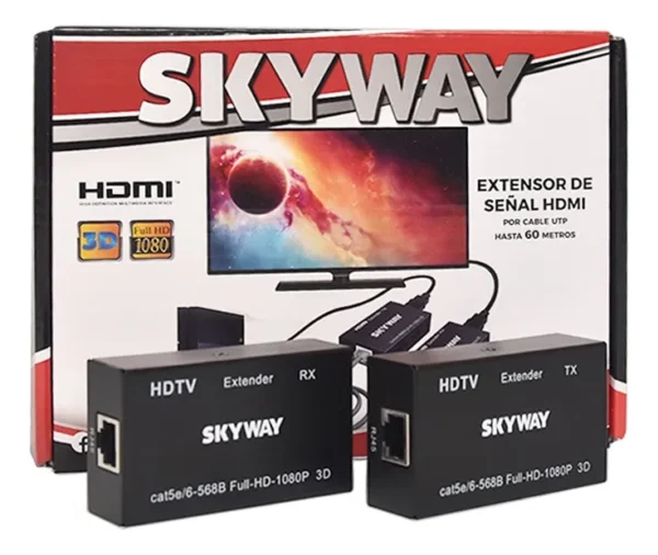 EXTENSOR HDMI POR UTP CAT5e/6e 60Mts SKYWAY GM3477 - Image 2