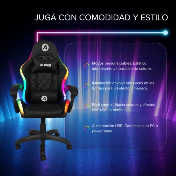 SILLA GAMER ALIVER THRONE S1 PRO NEGRO AL-GC9940 - Image 4