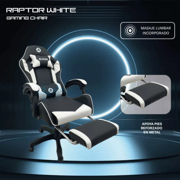 SILLA GAMER ALIVER RAPTOR A1 BLANCA AL-GC9930 - Image 4