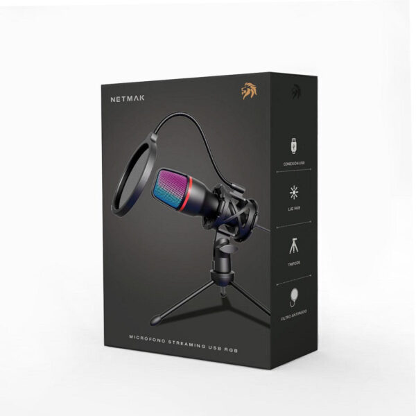 MICROFONO USB STRAMING RGB NETMAK NM-MS786